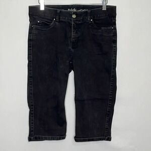 Rafaella Weekend Comfort Skimmer Jeans/Shorts in Washed Black Denim - Size 8